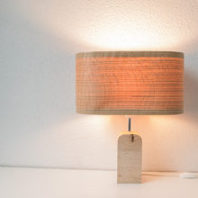 Handmade Wooden Table Lamp 'Motif Wood 2 Oak Wagon'