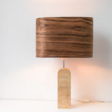 Handmade Wooden Table Lamp 'Motif Wood 3 Walnut Wagon'
