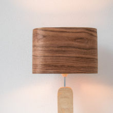 Handmade Wooden Table Lamp 'Motif Wood 3 Walnut Wagon'