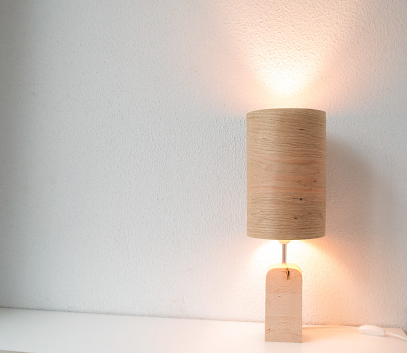 Handmade Wooden Table Lamp 'Motif Wood 2 Oak rustic'