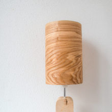 Handmade Wooden Table Lamp 'Motif Wood 2 Olive'