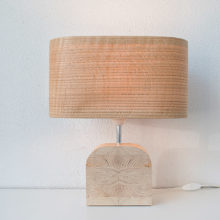 Handmade Wooden Table Lamp 'Motif Wood 4 Oak Wagon'