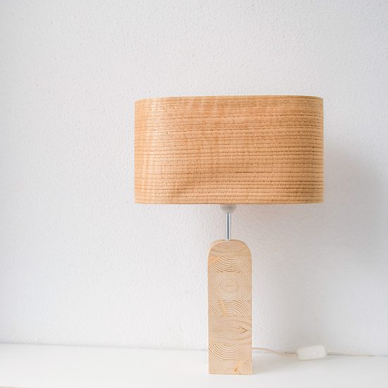 Handmade Wooden Table Lamp 'Motif Wood 3 Oak Wagon'