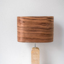 Handmade Wooden Table Lamp 'Motif Wood 3 Walnut Wagon'