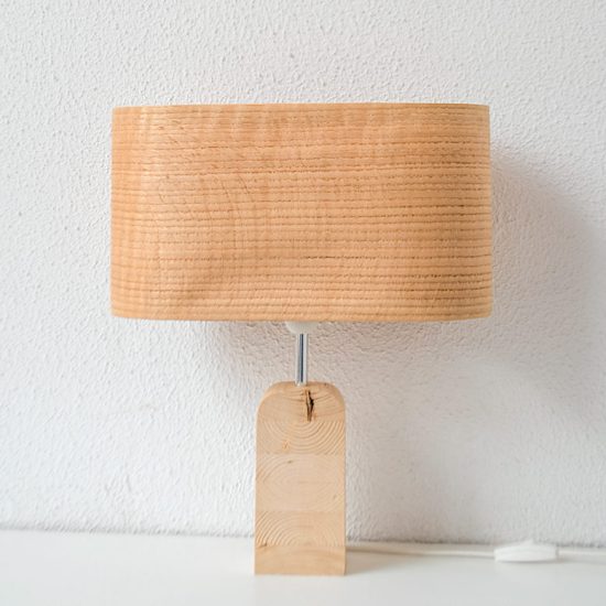 Handmade Wooden Table Lamp 'Motif Wood 2 Oak Wagon'