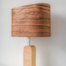 Handmade Wooden Table Lamp 'Motif Wood 3 Walnut Wagon'