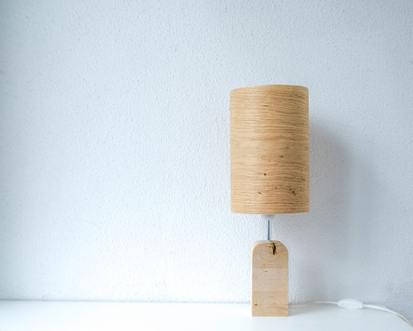 Handmade Wooden Table Lamp 'Motif Wood 2 Oak rustic'