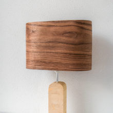 Handmade Wooden Table Lamp 'Motif Wood 3 Walnut Wagon'
