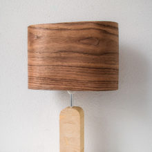 Handmade Wooden Table Lamp 'Motif Wood 3 Walnut Wagon'