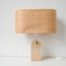 Handmade Wooden Table Lamp 'Motif Wood 2 Oak Wagon'