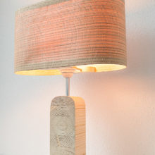 Handmade Wooden Table Lamp 'Motif Wood 3 Oak Wagon'