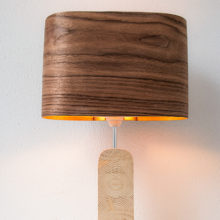 Handmade Wooden Table Lamp 'Motif Wood 3 Walnut Wagon'