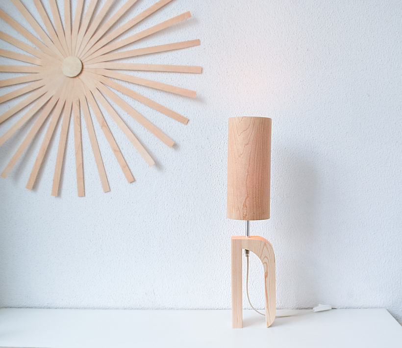 Handmade Wooden Table Lamp 'Shapes' - Giraffe Maple
