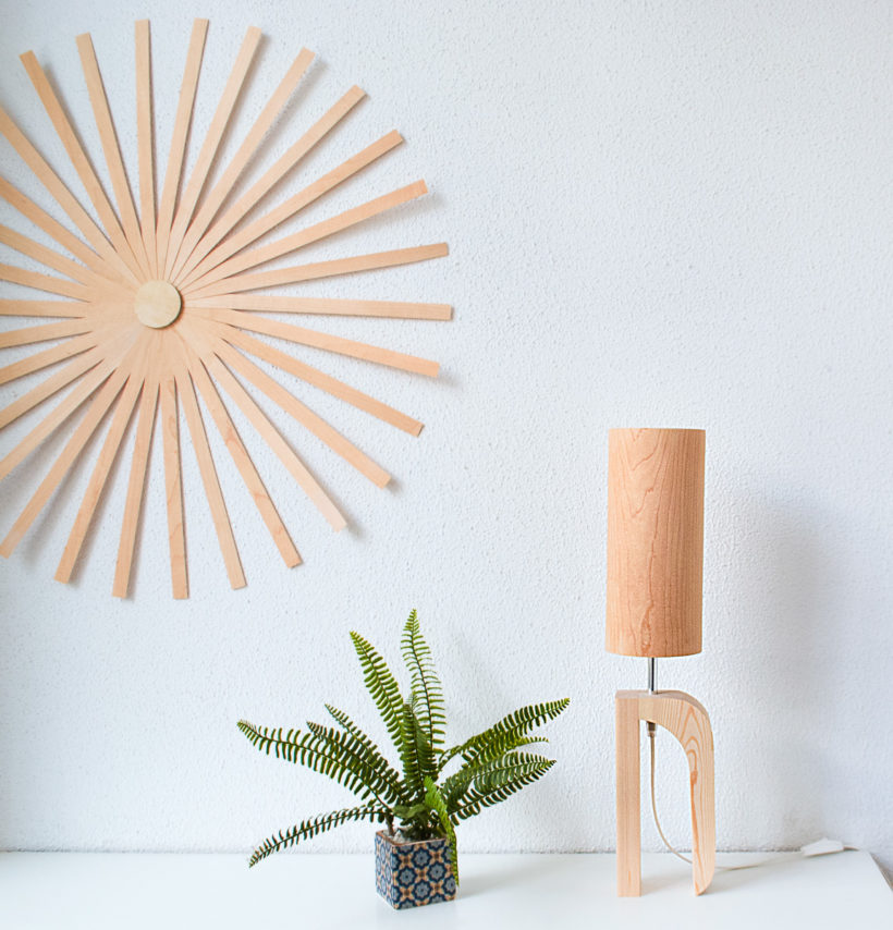 Handmade Wooden Table Lamp 'Shapes' - Giraffe Maple