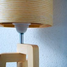 Handmade Wooden Table Lamp 'Tripod II Mini Ash'