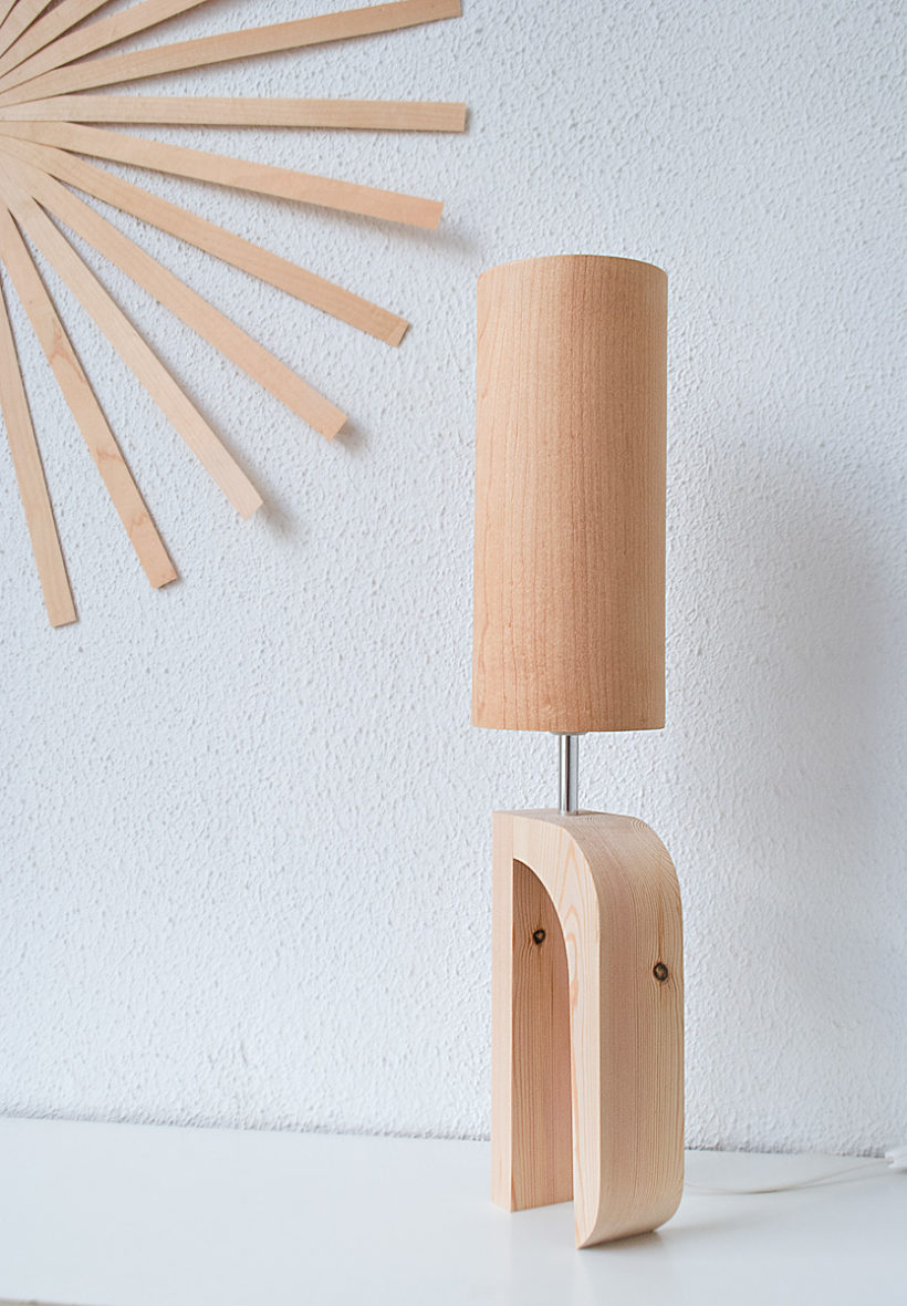 Handmade Wooden Table Lamp 'Shapes' - Giraffe Maple