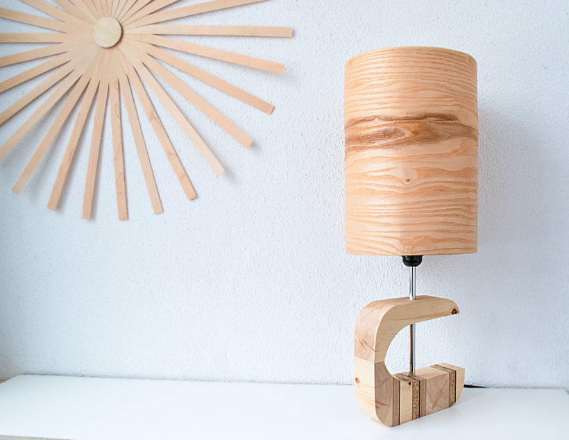 Handmade Wooden Table Lamp 'Shapes' - Olive