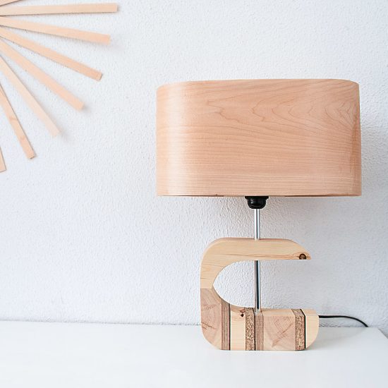 Handmade Wooden Table Lamp 'Shapes' - Wagon maple