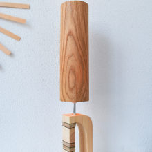 Handmade Wooden Table Lamp 'Shapes' - Giraffe Oak Tall
