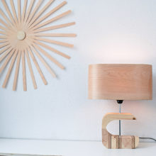 Handmade Wooden Table Lamp 'Shapes' - Wagon maple