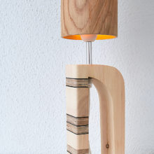 Handmade Wooden Table Lamp 'Shapes' - Giraffe Oak Tall