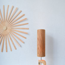 Handmade Wooden Table Lamp 'Shapes' - Giraffe Oak Tall