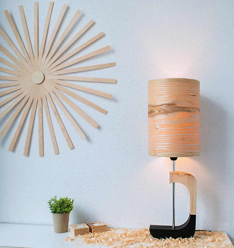 Χειροποίητο Ξύλινο Επιτραπέζιο Φωτιστικό 'Shapes' - Black