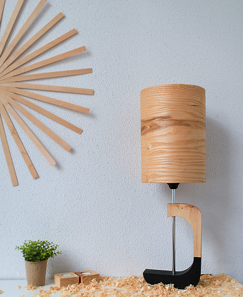 Χειροποίητο Ξύλινο Επιτραπέζιο Φωτιστικό 'Shapes' - Black