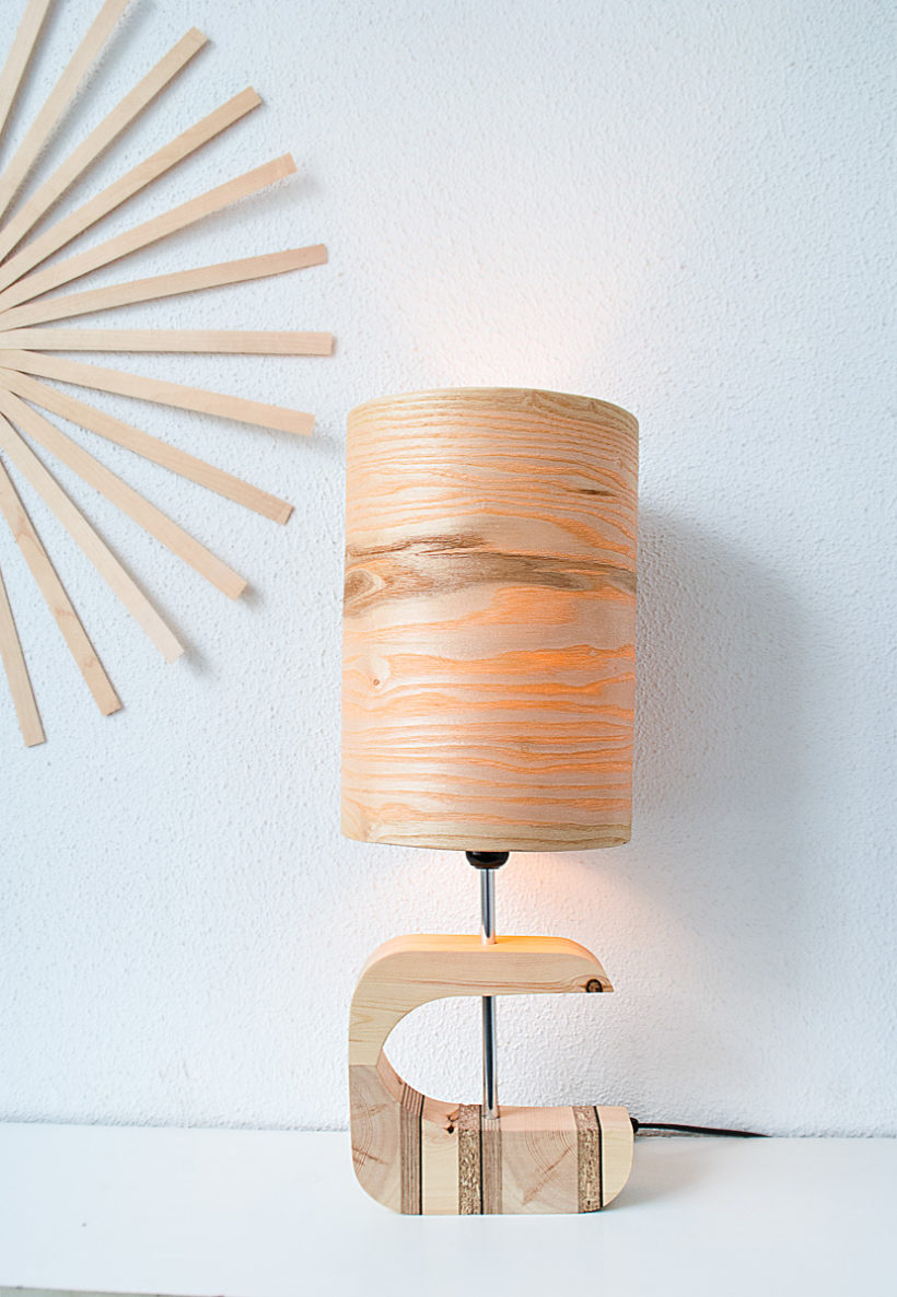 Handmade Wooden Table Lamp 'Shapes' - Olive