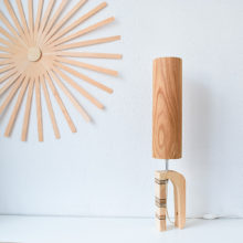 Handmade Wooden Table Lamp 'Shapes' - Giraffe Oak Tall