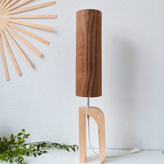 Handmade Wooden Table Lamp 'Shapes' - Giraffe Walnut Tall - Pinewood Base