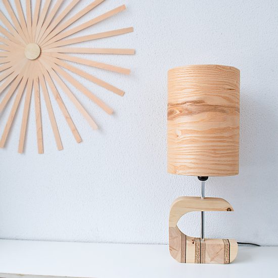 Handmade Wooden Table Lamp 'Shapes' - Olive