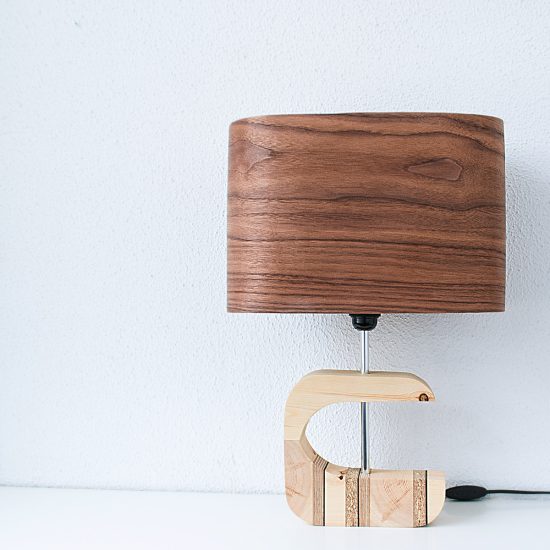 Handmade Wooden Table Lamp 'Shapes' - Wagon walnut