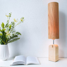 Handmade Wooden Table Lamp 'Motif Wood 2 Oak Tall'