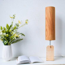 Handmade Wooden Table Lamp 'Motif Wood 2 Oak Tall'