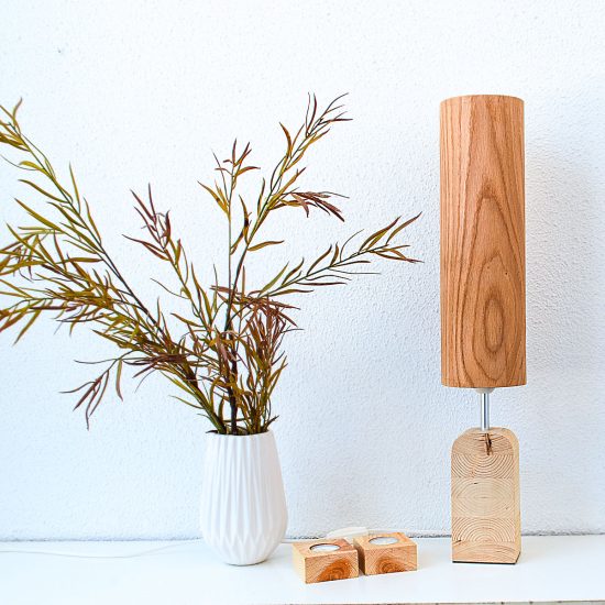 Handmade Wooden Table Lamp 'Motif Wood 2 Oak Tall'