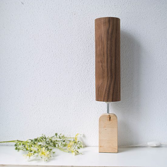Handmade Wooden Table Lamp 'Motif Wood 2 Walnut Tall'