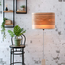 Handmade Wooden Floor Lamp 'Wagon Olive'