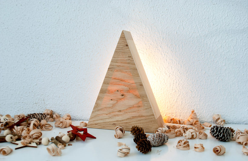 "Tree Small' - Handmade Wooden Christmas Table Lamp