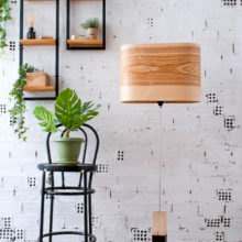 Handmade Wooden Floor Lamp 'Wagon Olive'