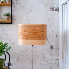 Handmade Wooden Floor Lamp 'Wagon Olive'