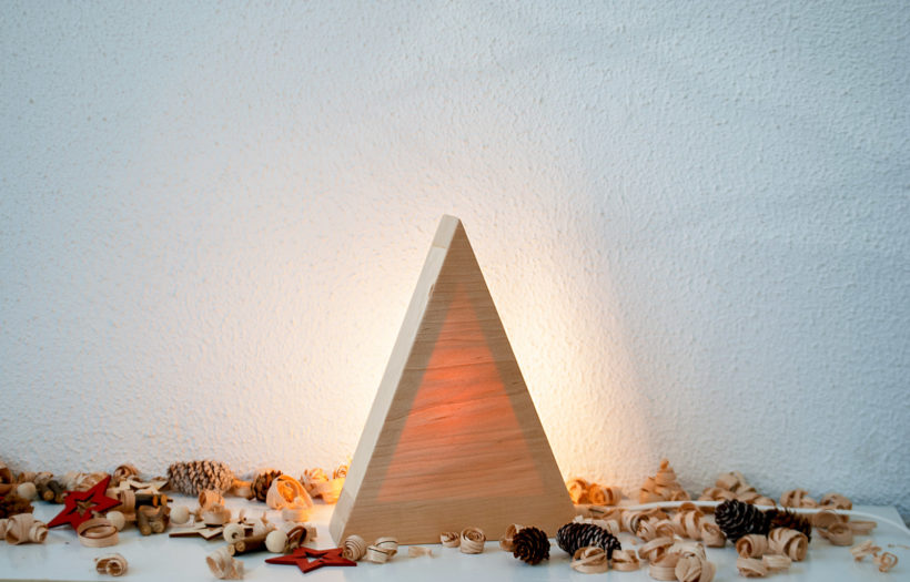 "Tree Small' - Handmade Wooden Christmas Table Lamp