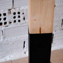 Handmade Wooden Floor Lamp 'Wagon Olive'