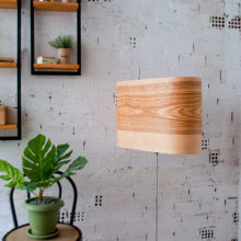 Handmade Wooden Floor Lamp 'Wagon Olive'