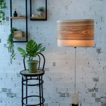 Handmade Wooden Floor Lamp 'Wagon Olive'