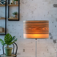 Handmade Wooden Floor Lamp 'Wagon Olive'