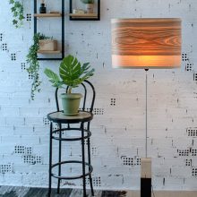 Handmade Wooden Floor Lamp 'Wagon Olive'