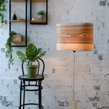 Handmade Wooden Floor Lamp 'Wagon Olive'