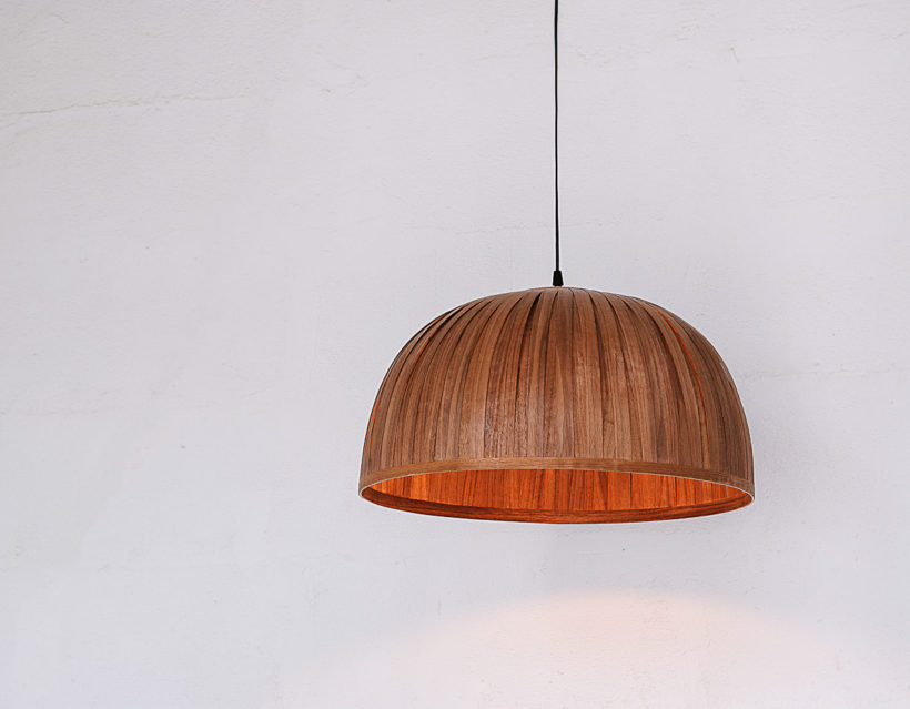 Bell II Walnut- Handmade Wooden Ceiling Light