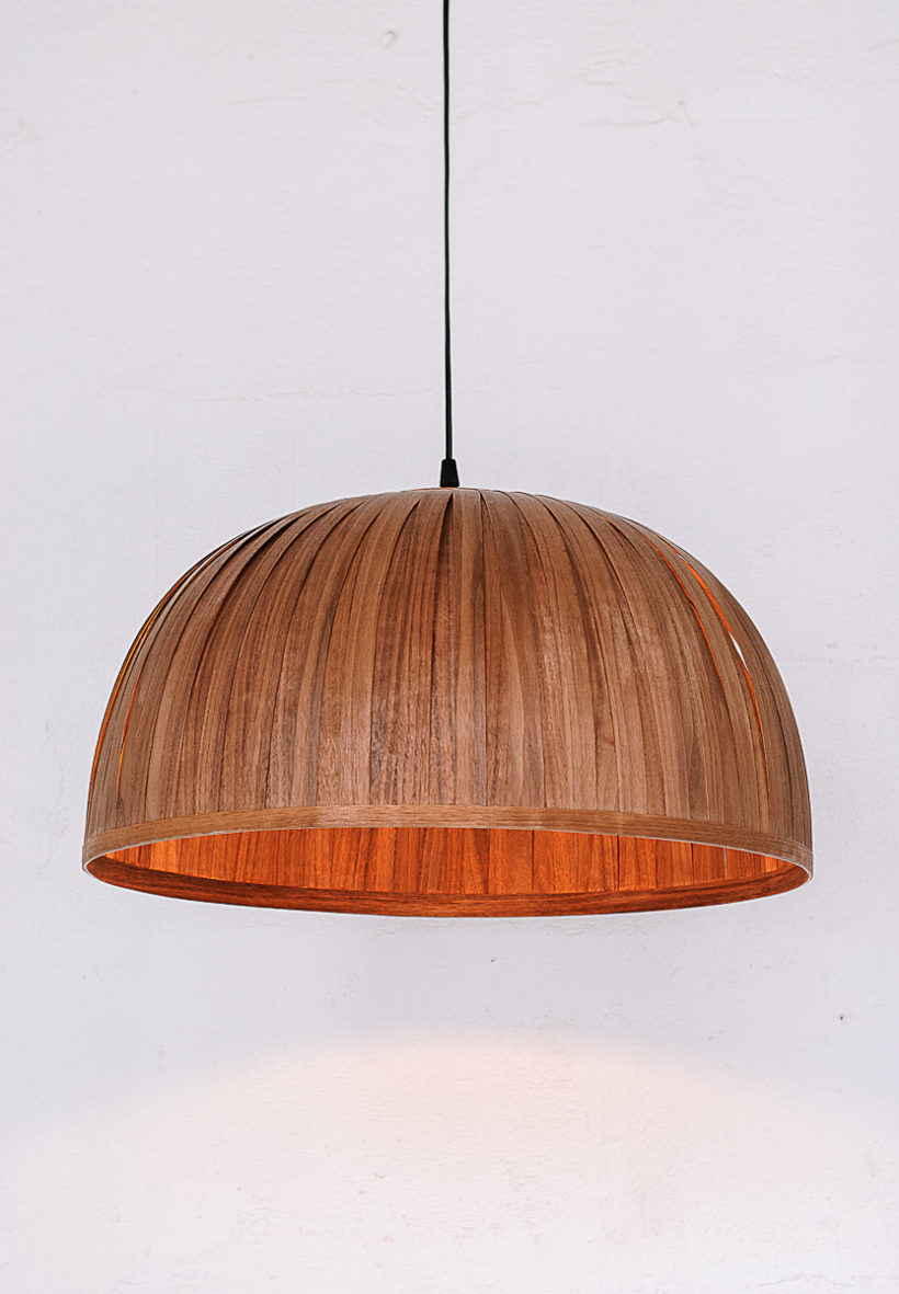 Bell II Walnut- Handmade Wooden Ceiling Light